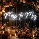 Miss to Mrs Neon Sign for Wedding, 24x 7 inch, Adapter Include