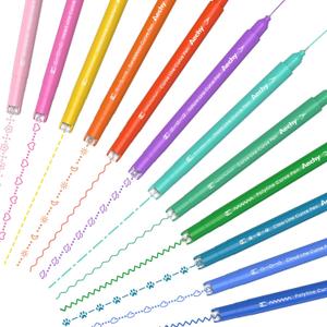 AECHY 12Pcs Dual Tip Markers Pens for Note Taking, Curve Highlighter with 10 Different Curv Shapes & 12 Colors Fine Lines, Colored Curve Pen for Students, Planners, Teachers, Scrapbook Supplies