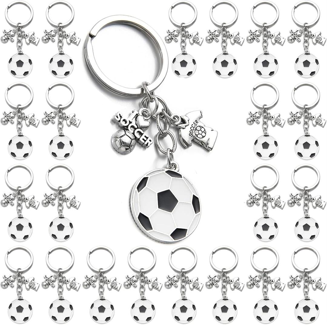 PHAETON 20PCS Soccer Ball Keychains Football Key Chain Sports Ball Key Ring for Team Souvenir, Sport Rewards, Event Giveaways, Soccer Fan Gifts for Women Men
