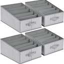 DIMJ Wardrobe Clothes Organizer, Fabric Drawer Organizer Clothes, Pants Jeans Sweater Organizer for Closet, Foldable Closet Storage Organizers, 5 Grids Clothing Drawer Organizers, 3 Pack Ash Grey