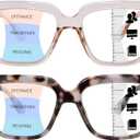 OPTOFENDY Progressive Multifocus Reading Glasses for Women Oversized Blue Light Blocking Oprah Style Computer Readers (Beige Tortoise+Light Brown)