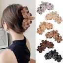 Hawaiian Flower Claw Hair Clips for Women & Girls  6PCS Cute Large Claw Clips for Thick Hair, No-Slip Thick Hair Claw Clip for Long Hair, Stylish Beach Hair Accessories, Neutral Colors (Set of 6)
