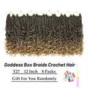 Goddess Box Braids Crochet Hair 12 Inch 8 Packs Pre-looped Bohemian Crochet Boho Box Braids With Curly Ends 3X Crochet Braids Hair for Women Synthetic Braiding (12 inch, T27)