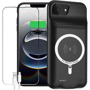 Battery Case for iPhone 16e/17e, 10000mAh Portable Protective Wireless Charging Case Support Carplay Compatible with iPhone 16e /17e (6.1 inches) Rechargeable Extended Battery Charger Cover (Black)