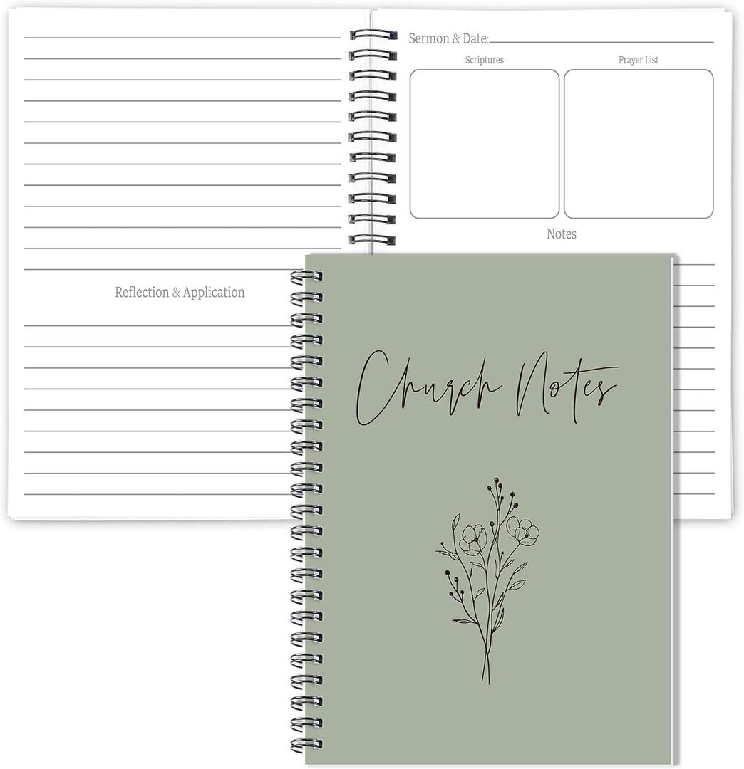 Church Notes Journal Sermon & Podcast Christian Notebook Guided Journal to Write Key Points, Bible Verses, Notes, and Application for Men and Women Gift Idea(Dark Green)