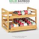 Bamboo Rolling Can Organizer for Pantry, Stackable 2 Tier Canned Food Organizer Rack for Storage, Kitchen Cabinet, Can Holders Dispensers for Pantry Up To 27 Cans