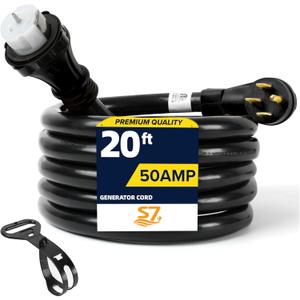 50 Amp Generator Extension Cord, 20FT STW 6/3 + 8/1 Power Cord N14-50P & SS2-50R & CS6364 Twist Lock Connectors