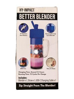 Hy-Impact Better Blender 16 Oz Cordless USB Rechargeable Turbo Power