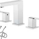 KENES Chrome Widespread Bathroom Faucet Two Handle Bathroom Sink Faucet, 8-Inch 3 Pieces Bathroom Vanity Faucet 3 Hole with Supply Lines, KE-9050-5
