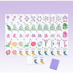 Arrowbash 160 Pcs Floral American Mahjong Set 1.2 Inch Flower Mahjong Tiles Set Melamine Hand Carved Pattern for Adult Mah Jong Tabletop Games Mah Jong Lovers Tiles Only(Purple,Classic)