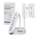Saker Outlet Concealer Power Strip, 8FT Surge Protector Flat Extension Cord with 3 Outlets and 3 USB Ports, Outlet Cover Baby Proofing for Kitchen, Home and Office (8FT)