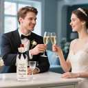 4 x Mr and Mrs Gifts, Wedding Gifts for Couples 2025 Bridal Shower Bride To Be Gift for Mr and Mrs Just Married Decorations- Pairs Well With Planning A Wedding - Reusable Wine Bag w/Black Bow