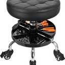 JOSTZHXIN Garage Mechanic Stool Chair Rolling Shop Chair, Height Adjustable Garage Shop Seat, Low Stools with Storage Tray, Rolling Stool for Salon SPA Tattoo (Style 1)