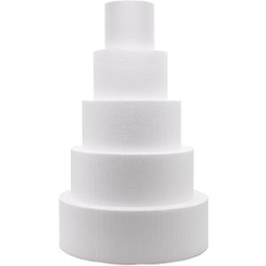Crafare 5 Tier Round Foam Cake Dummy Decorating 4 6 8 10 12 Supplies for Wedding Baby Shower Birthday Party Cake Decoration 17.7 Inches Tall