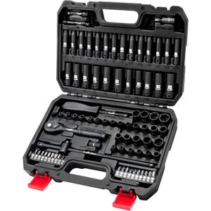 1/4 Inch Drive Impact Socket Set, 83Pcs Socket Wrench Set Metric & SAE from 4-15mm, 5/32-9/16", 6 Point CR-V Deep & Shallow Sockets Kit with 72T Ratchet Handle, E Torx, for Automotive & Home