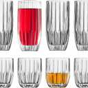 Godinger Drinking Glasses Set - 8pc Barware Set, Highball & Whiskey Glasses - 4 Highballs (12oz) and 4 Whiskey Glasses (10oz)
