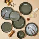 Pokini Stoneware Dinnerware Sets for 8, 24pcs Plates and Bowls Sets Dishes