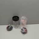 Blender Replacement Parts for Ninja, 24oz Ninja Blender Cups with To-Go Lids, 7 Fins Extractor Blade, Compatible with Nutri Ninja Auto iQ Blenders BL2012 BN801 BL480-30 BL640-30 BL642-30 NN100-30