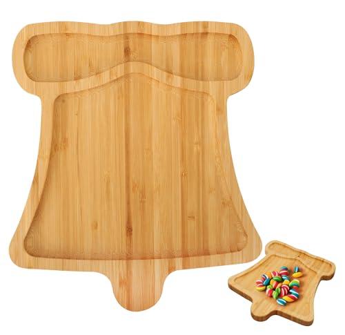 Christmas Serving Tray, Bell Shape Charcuterie Board, Bamboo Serving Platter Dish for Holiday Party Food Tray for Cheese Snack Fruit 10 x 8.7 x 0.6 Inches