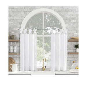 Archaeo Washed Cotton Small Window Twist Tab Cafe Curtains, 52" x 36", White