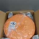 13in Small Foot Stool Ottoman, Round Faux Leather Foot Rest for Couch, Under Desk Pouf Footstool Footrest with Non-Skid Rubber Legs for Ling Room, Bedroom, 13''L x 13''W x 10.2''H, Orange