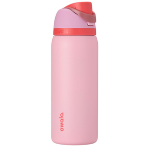 Owala FreeSip Insulated Stainless Steel Water Bottle with Straw for Sports and Travel, BPAFree Sports Water Bottle, 32 oz, Pink, Angel Food Cake
