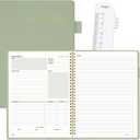 SUNEE Half Meeting Half Note - 7.5"x10" Professional Notebooks for Work - 160 Pages, B5 Size Project Planner, Spiral Meeting Agenda Organizer for Women Men, Note Taking,Office with Vegan Leather Cover (Sage Green)