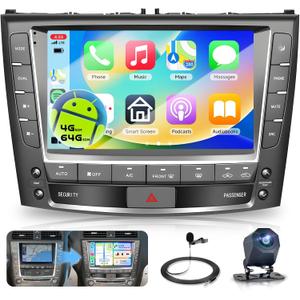 4G+64G Android 15 Car Radio Stereo for Lexus IS250 2006-2012, Sellrich 9" 1280720 Incell Touchscreen Radio Wireless CarPlay & Android Auto, DSP, WiFi, GPS, Backup Camera, SWC, Plug & Play Harness