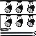 L-Type Extra Large Size High Brightness Track Lighting Complete Kit, 6-Lights 35W LED Track Lighting with 9.8FT Track, 4000K Natural Light Adjustable Angled, for Commercial Lighting