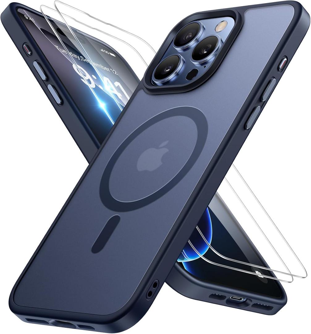 Miracase Magnetic Series for iPhone 16 Pro Max Case [Compatible with MagSafe] [with Screen Protector] Military-Grade Protection, Anti-Fingerprint, Slim Phone Case for 16 Pro Max 6.9 inch- Dark Blue