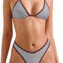 SUUKSESS Women Sexy Thong String 2 Piece Bikini Set Cheeky Halter Swimsuit M