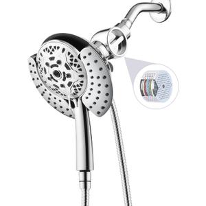 2-in-1 Filtered Shower Head with Handheld: Dual Shower Heads with Rain Shower & Handheld Shower Head, 10-Mode Detachable Shower Head with Massage Spray, Shower Trim Systems (Chrome)