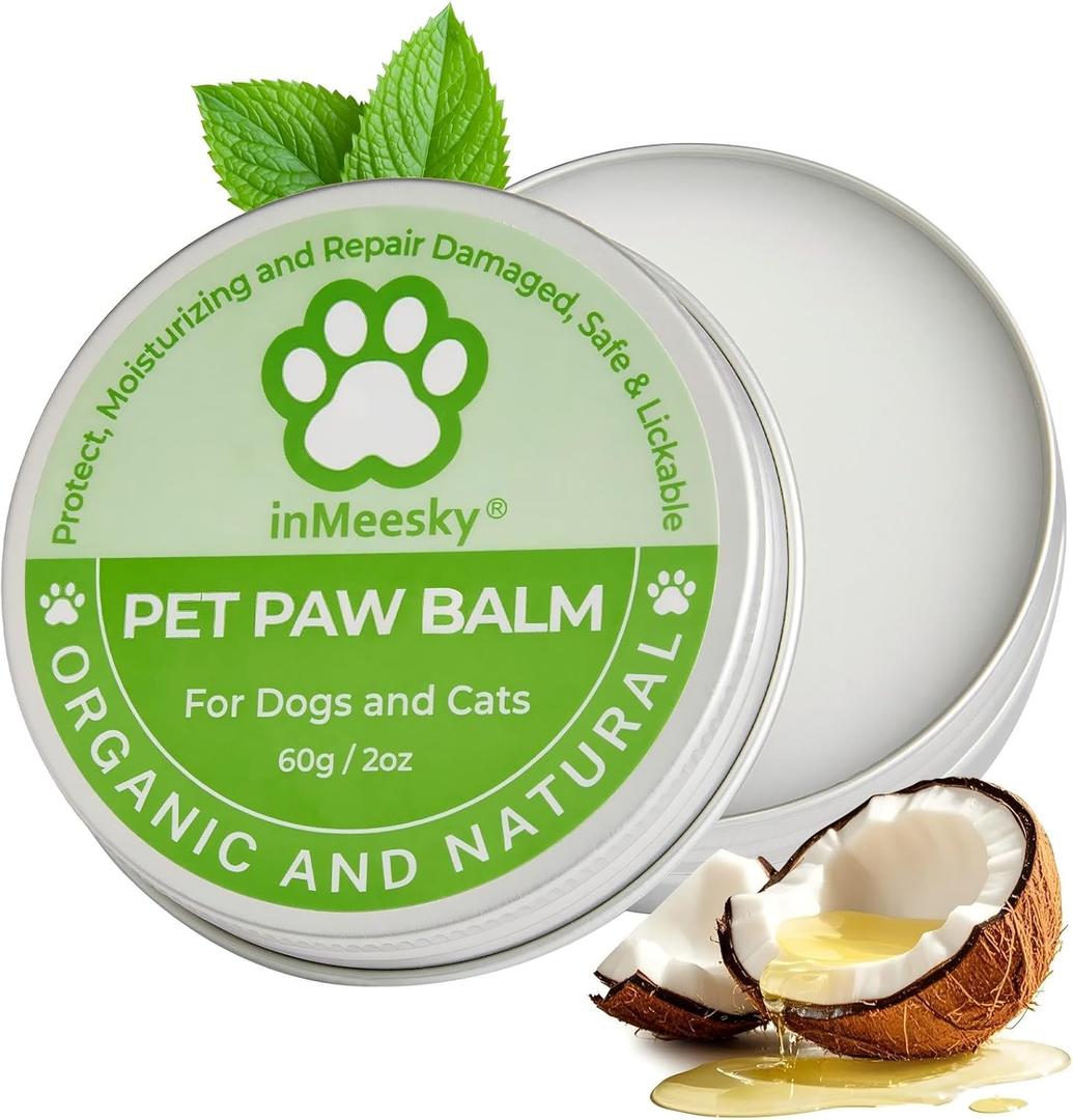 2 x Dog Paw Balm & Nose Balm, Lick-Safe | All-Natural Moisturizer with Organic Coconut Oil | Quickly Nourishes and Repairs Dry, Cracked Paws | Vet-Recommended for Hot & Winter Protection (2.0oz)
