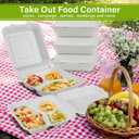 9x9 Clamshell Food Containers, 100 Pack Disposable Take Out Food Container With 3 Compartments, Compostable To Go Boxes, Eco Friendly To Go Containers With White Bagasse