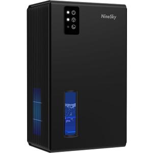 NineSky Dehumidifiers for Home, 95 OZ Water Tank, (1000 sq.ft) Dehumidifiers for Bathroom Bedroom Basement with Auto Shut Off, 7 Colors LED Light(Black)
