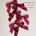 LaRibbons 12 Pack Burgundy Velvet Christmas Bows for Gift Wrapping, 4" x 3.74" Decorative Velvet Gift Bows with Twist Tie for Presents, Tree, Wreath & Holiday Decorations