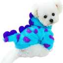 Dinosaur Dog Clothes for Small Dog Girl Boy,Fleece Winter Puppy Hoodies with Leash Ring,Cold Weather Coat for Cat,Funny Dog Dinosaur Costume for Christmas Halloween. (Blue-2, Large)