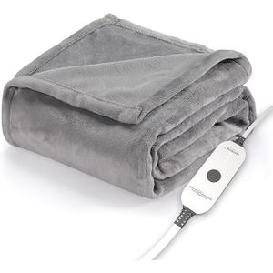 Sunbeam Royal Posh Ribbed Champagne Heated Personal Throw / Blanket, Cozy-Warm, Adjustable Heat Settings