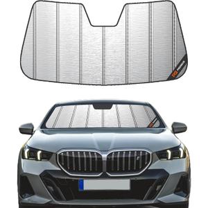 Pigenius Windshield Sun Shade forBMW 5 Series Sedan & M5 (G30/F90) 2017-2023, Fits 530i 540i 530e M550i M5, Metallic Silver Finish