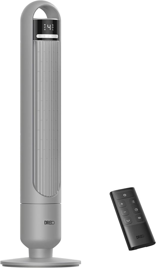 Dreo Tower Fan for Bedroom, 4 Speeds, 3 Modes Standing Fans for Room with 90 wide Oscillating, 28dB Quiet for Sleep, 25ft/s Velocity, 29ft Coverage, 8H Timer, Remote, Living Room, Office, Home, Grey
