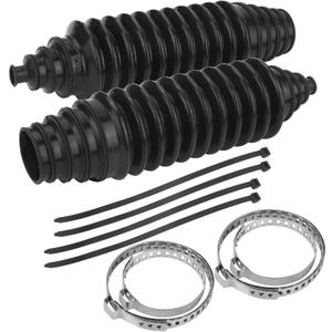 Universal Steering Rack and Pinion Tie Rod Boots, Silicone Bellow Boots with 2 Pieces Gaiter Pinion Boots, 4 Pieces Locking C-Clamps and 6 Pieces Cable Ties, Black