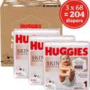 Huggies Size 1 Diapers, Skin Essentials Baby Diapers, Size 1 (8-14 lbs), 204 Count (3 Packs of 68)