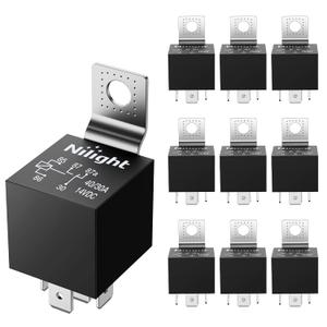 Nilight 10 Pack SPDT 5PIN Electrical Relays 12V 30/40 Amp 5-Pin Switch Relay for Automotive Car Truck Marine Boat