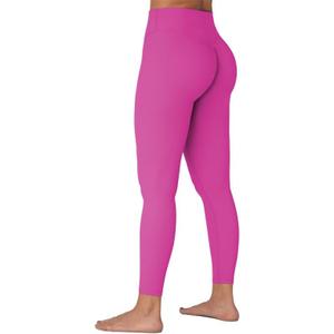 Sunzel Sunzfly Invisible Butt Scrunch Workout Leggings for Women, Butt Lifting High Waisted Gym Yoga Pants with Tummy Control 25" Sonic Pink Large