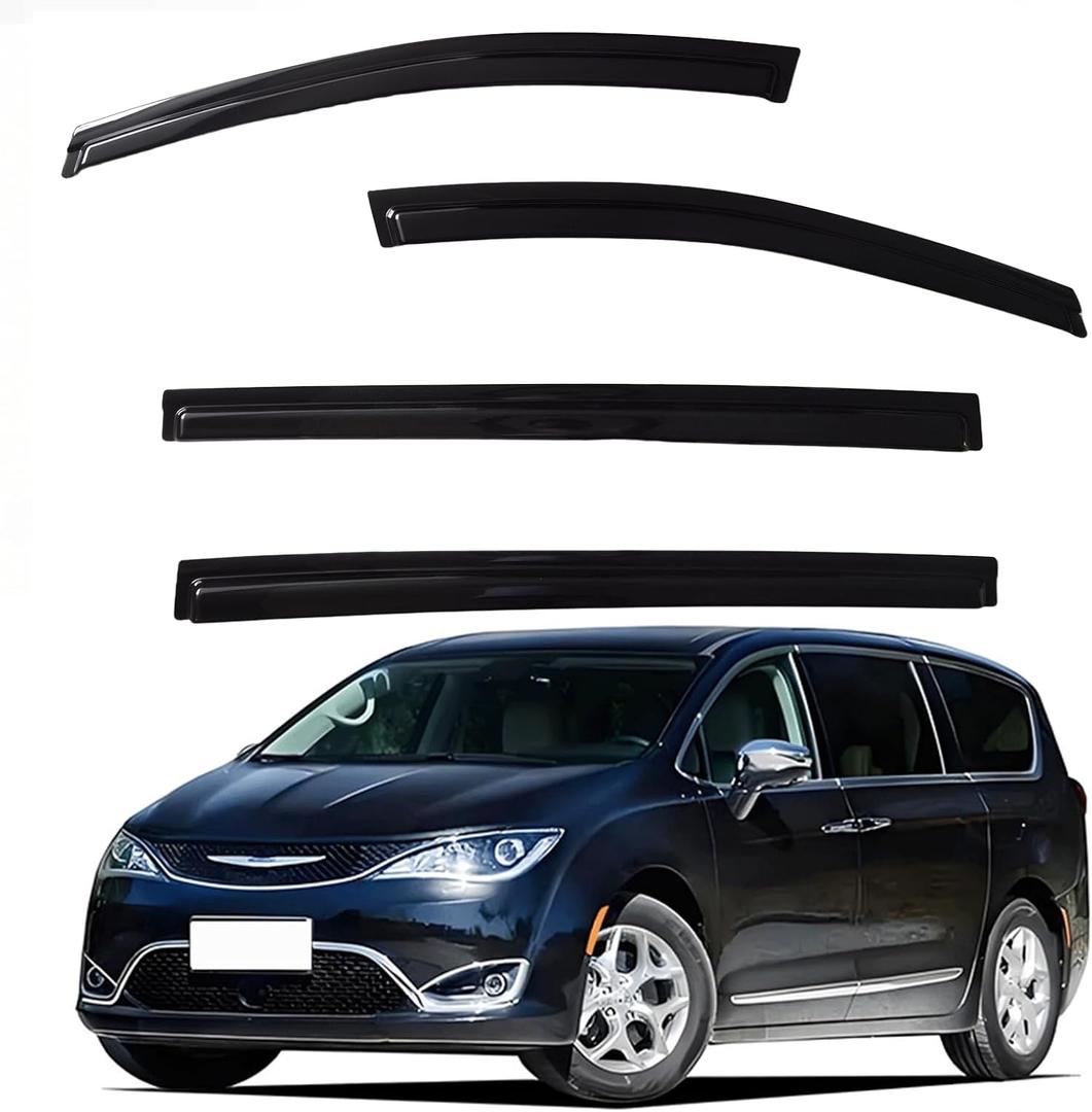 YLSCOO Window Visors Rain Guards fits 2017-2026 Pacifica, Out-Channel Window Wind Deflectors Vent Shades Accessories, Dark Smoke 4 Pcs, 2018 2019 2020 2021 2022 2023 2024 2025