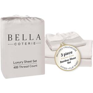 Bella Coterie Luxury Bamboo Viscose Twin Size Sheet Set | 100% Organically Grown | Ultra Soft | Cooling for Hot Sleepers | 18" Deep Pocket [Vanilla Cream]