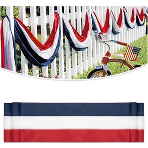 2x20Ft Large Patriotic US Flag Bunting Decorations 4th of July Red, White & Blue Stripe Banner Veterans Day Memorial Days Celebration Decorations Home Garden Outdoor-1Pack