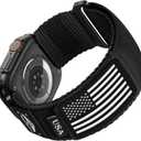 SNBLK Rugged Nylon Stretchy Bands Compatible with Black Apple Watch Band Men, Soft Woven Stars- Stripes Flag Strap for iWatch Bands 49mm 46mm 45mm 44mm 42mm Series 10 9 8 7 6 5 4 3 2 1 Ultra Se