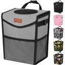 Car Trash Can with Lid, Cute Leakproof Car Trash Garbage Bag Hanging Vehicle Trash Bin Small Portable Automotive Garbage Cans Organizer for Back/Front Seat/Console(Trapezoid,Grey) (2 Gallons)
