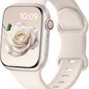 Patented Sport Silicone Band Compatible with Apple Watch Bands 40mm 38mm 41mm 42mm 44mm 45mm 46mm 49mm Women Men, Soft Waterproof Sport Strap for iWatch Bands Series 11 10 9 8 7 6 5 4 3 2 1 SE Ultra (Starlight)